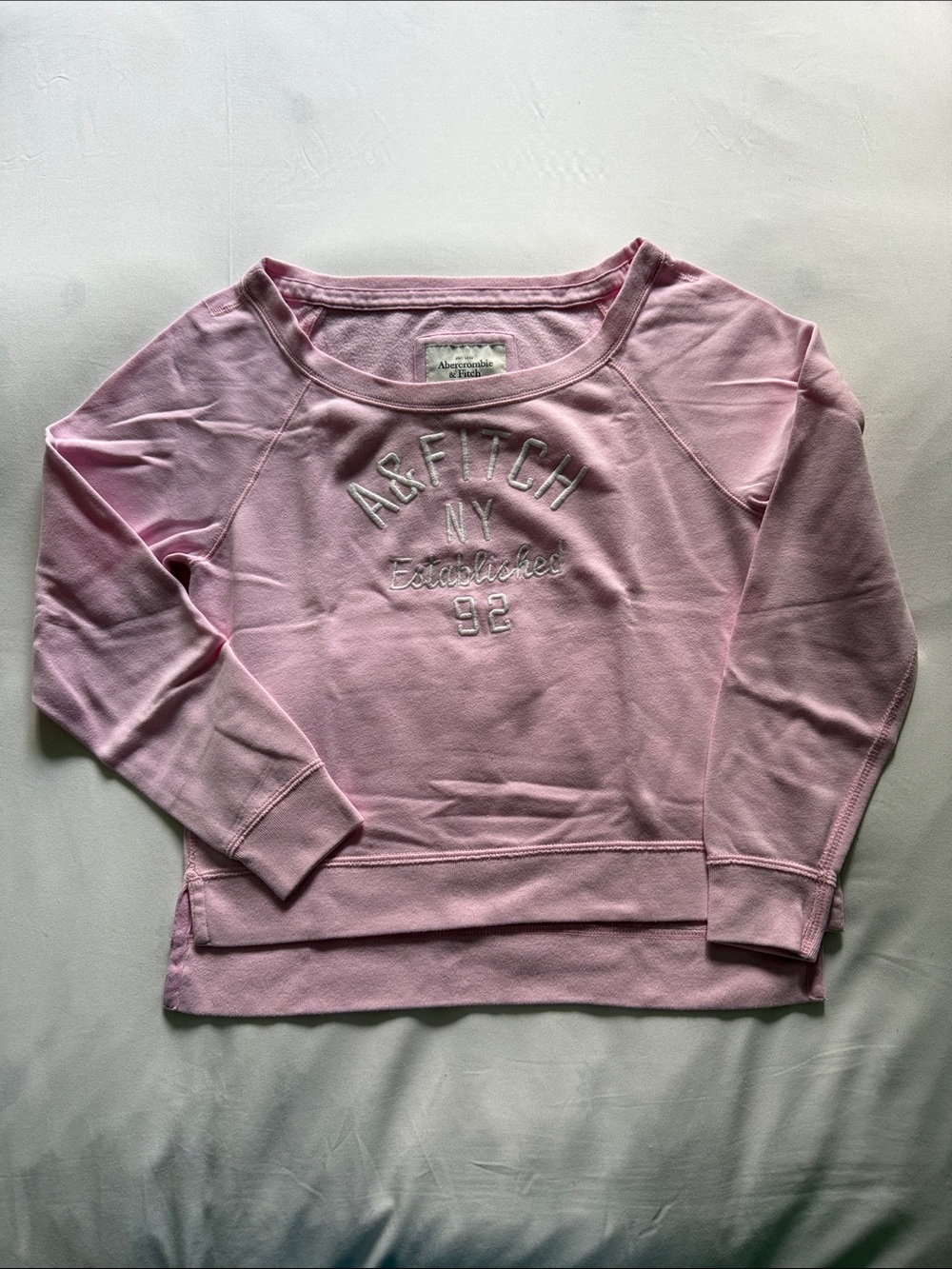 Abercrombie & Fitch Light Pink Embroidered Logo Pullover Sweatshirt